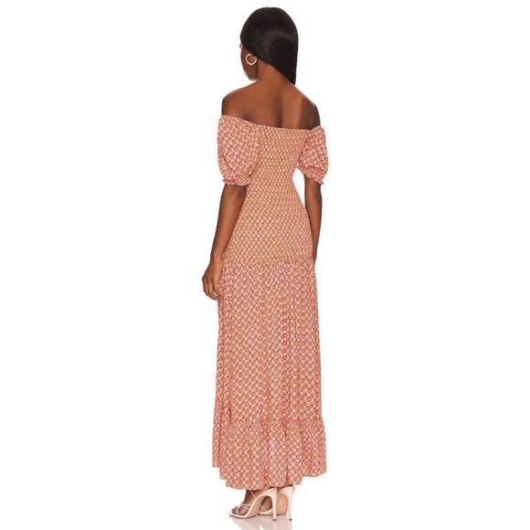 L*Space Womens Summatime Check Off The Shoulder Simone Maxi Dress Size M NWT - Picture 2 of 12